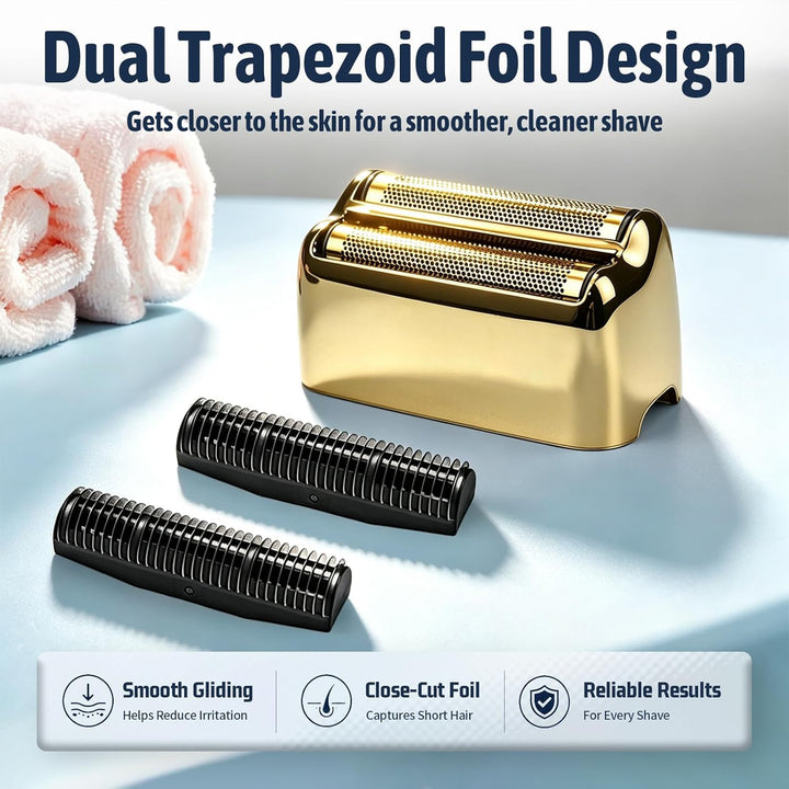 Ersatz-Rasierklinge kompatibel mit BaByl**sPRO Double FXFS2 - Metallfolie (Gold, 3er Pack), Gold, 3e