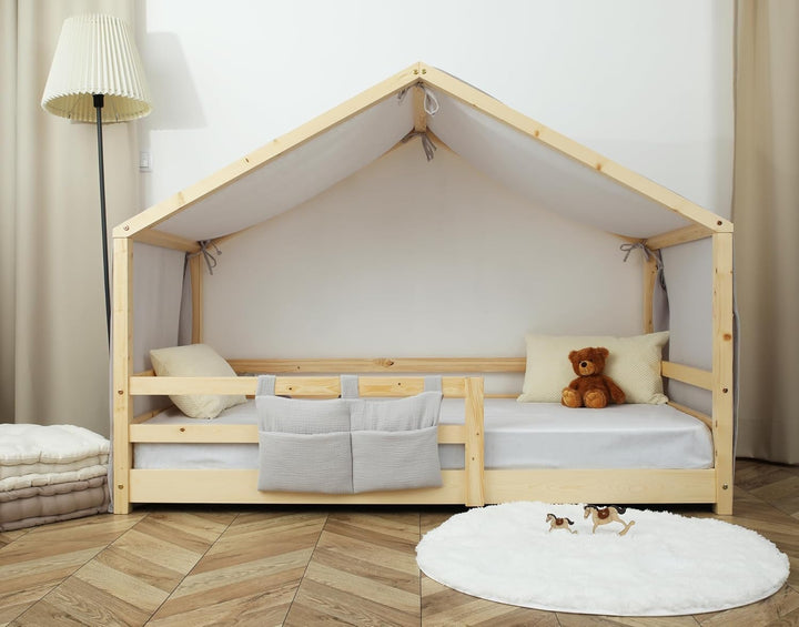 Hausbett Himmel - 100% Baumwolle Betthimmel Hausbett aus Musselin - Bett Vorhang Kinderbett - Himmel