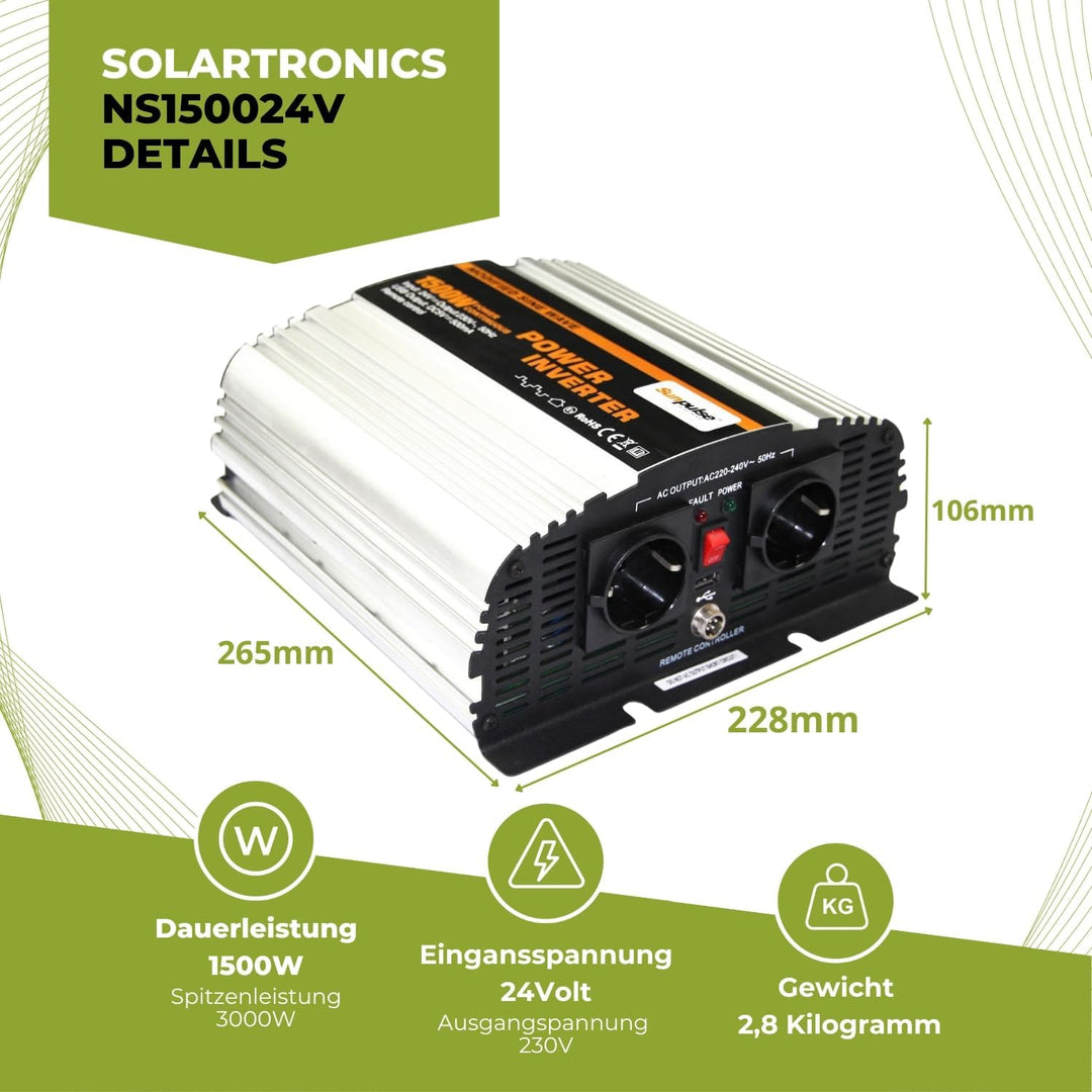 Spannungswandler NS 24V 1500 Watt Inverter Wechselrichter