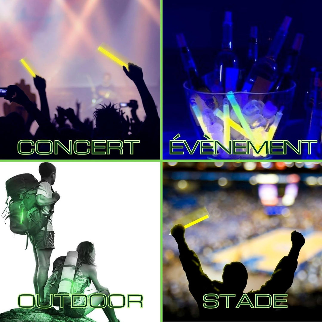 Cyalume SnapLight Knicklichter in Gelb (10-er Pack) - 15 cm Glow Sticks mit Haken am Ende - ultra he