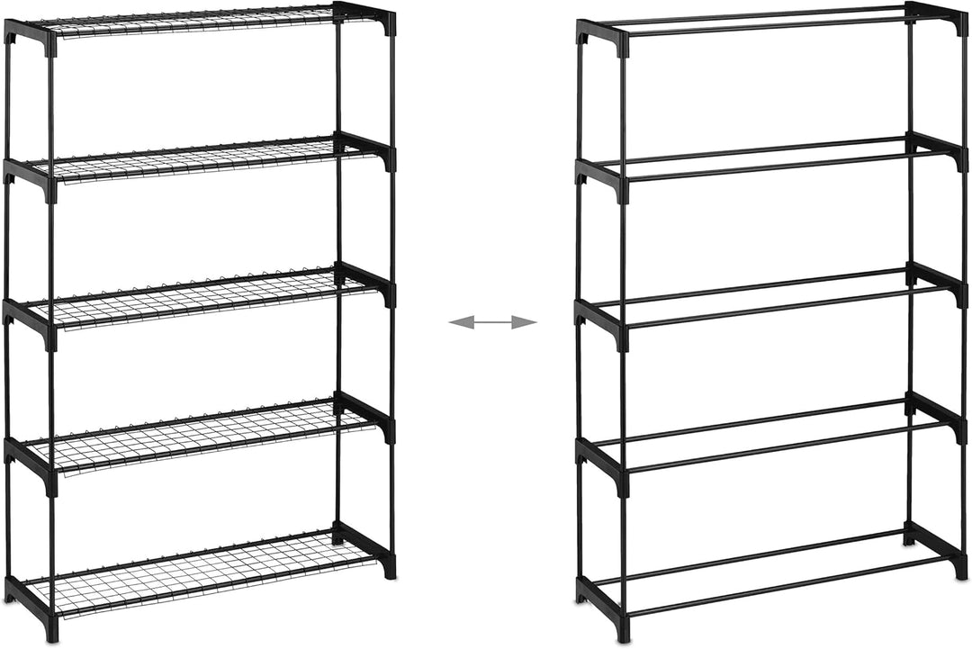 Relaxdays Blumenregal, 5 Ablagen, Blumen- & Pflanzentöpfe, Metall & Kunststoff, HBT: 140x91x28 cm, K