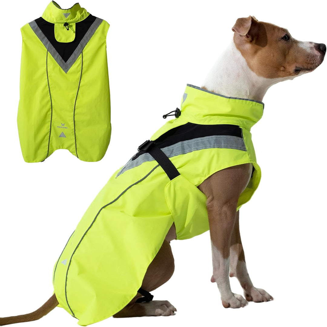 DOGOPAL Regenmantel Hund wasserdicht für kleine & grosse Hunde - Gelber Hunderegenmantel mit Reflekt
