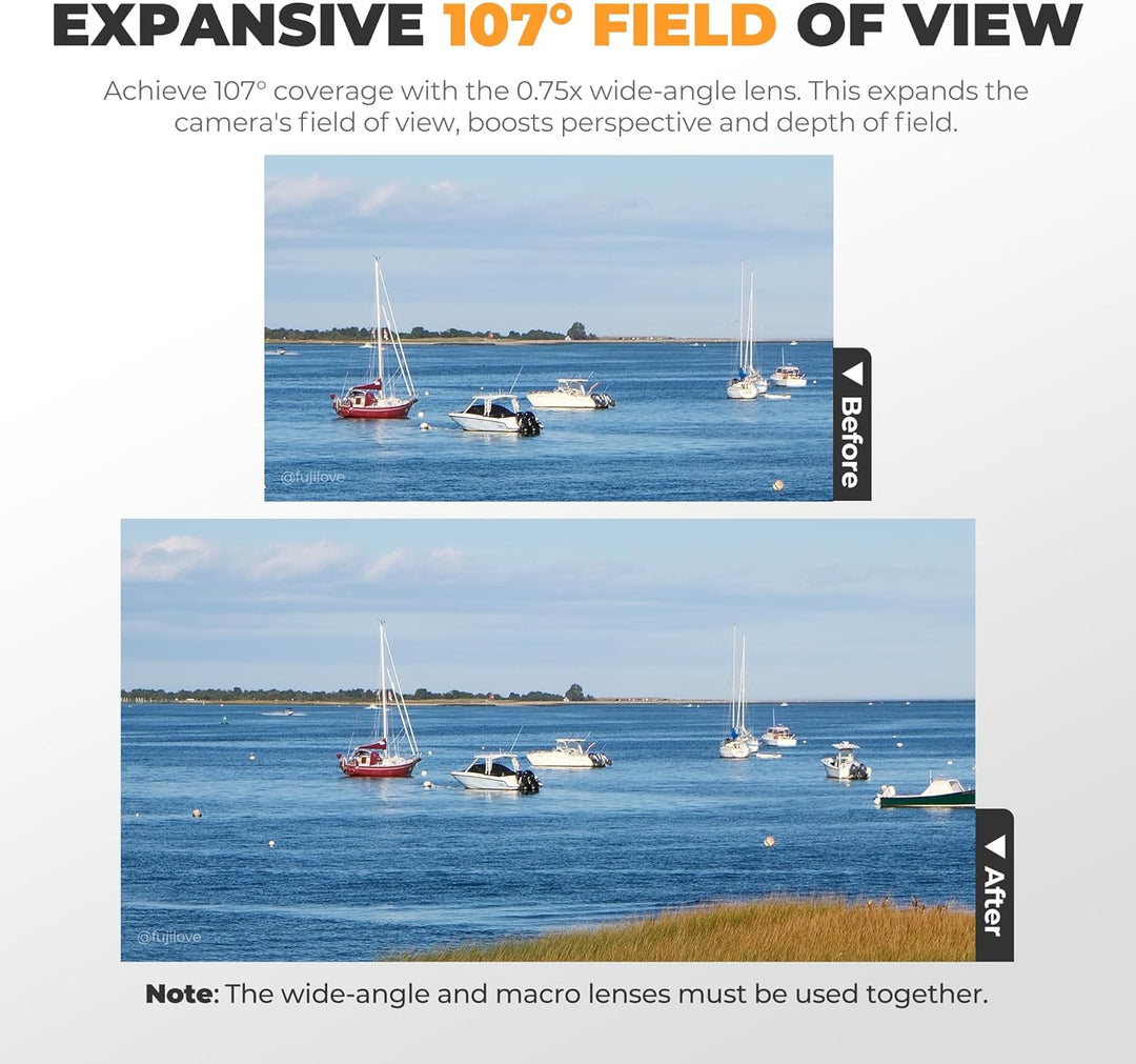 Freewell 2-in-1 Weitwinkel- & Makro-Objektiv kompatibel mit Fuji X100VI/X100V - Vielseitiges Design,
