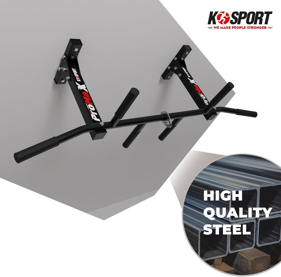 K-Sport: Klimmzugstange zur Deckenmontage I Kraftstation mit Pull-Up Bar & 3 Griffen I Klimmzugturm
