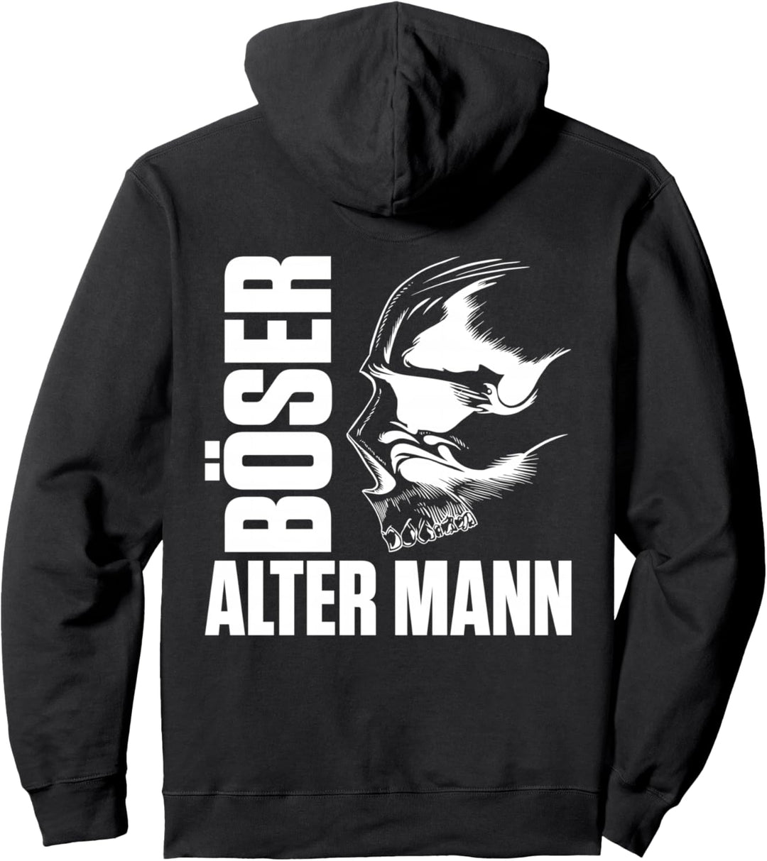 Backprint Böser alter Mann Totenschädel Pullover Hoodie