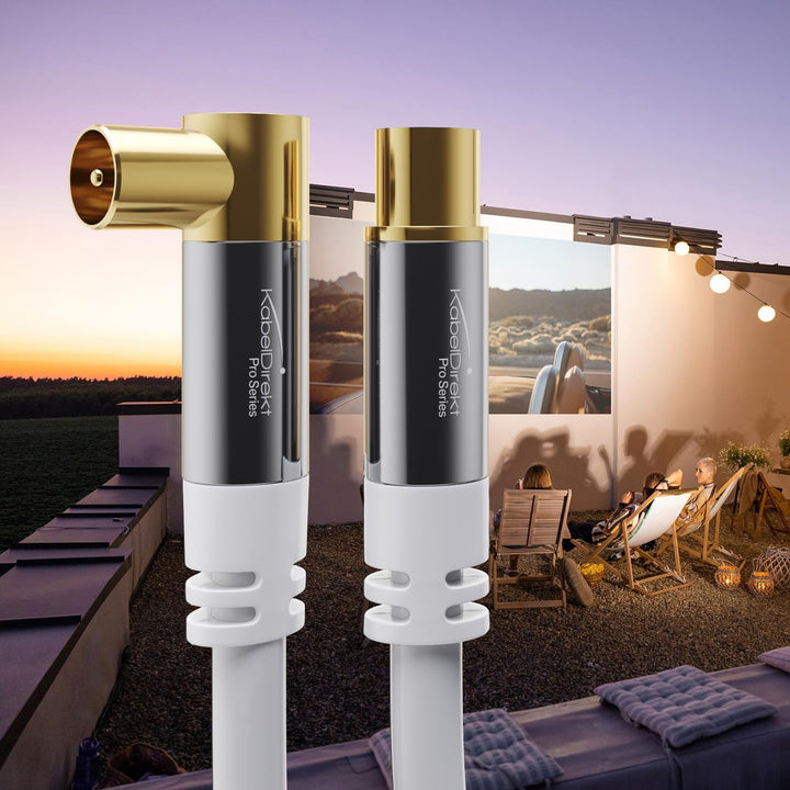 KabelDirekt – 4K Antennenkabel, Koaxialkabel, TV Kabel 90° gewinkelt/gerade – 15m – In Deutschland e