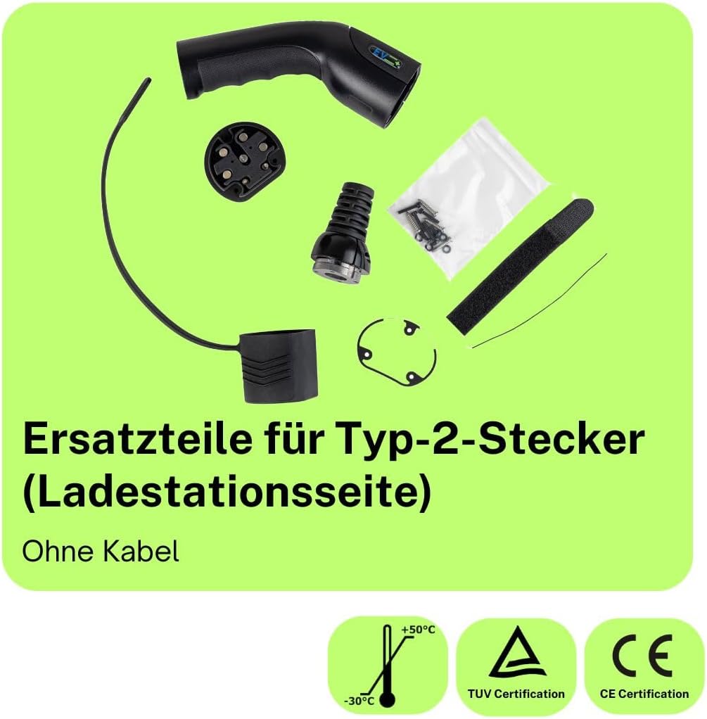 EV + Ersatzstecker für Elektrofahrzeugladekabel – Typ 2 IEC 62196 – PHEV Ladestecker – 3-Phase 32A (