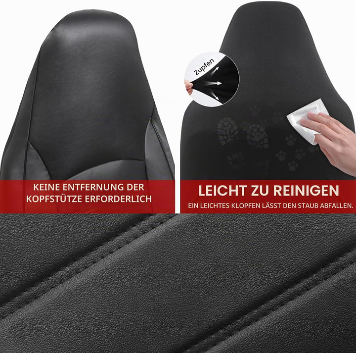 AUTOYOUTH Universal Vordersitzbezüge, wasserdicht, PU-Leder, Schwarz, Airbag-kompatibel, Paar, für S