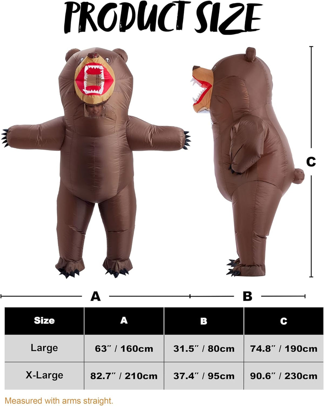 Spooktacular Creations Aufblasbares Kostüm Ganzkörper Braunbär Air Blow-up Kostüm für Halloween Part
