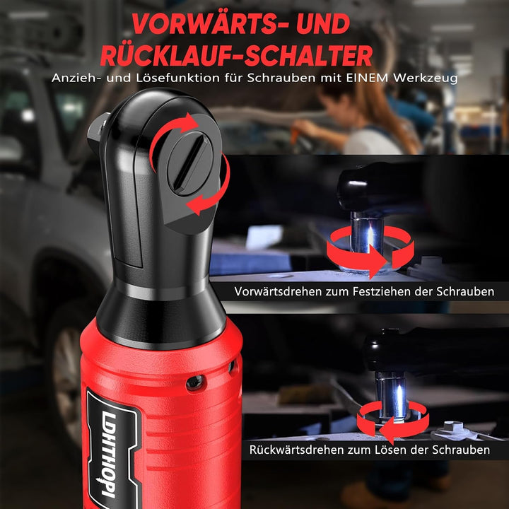 LDHTHOPI 3/8" Akku Ratsche 18V für Makita,MAX 100 Nm(75FT-LBS) Elektrische Ratsche mit LED-Licht,Rec