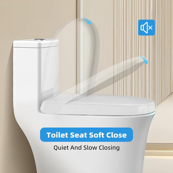 WC Sitz mit Absenkautomatik Toilettendeckel Quick-Release-Funktio,D-Form weiss–Antibakterieller，Toil