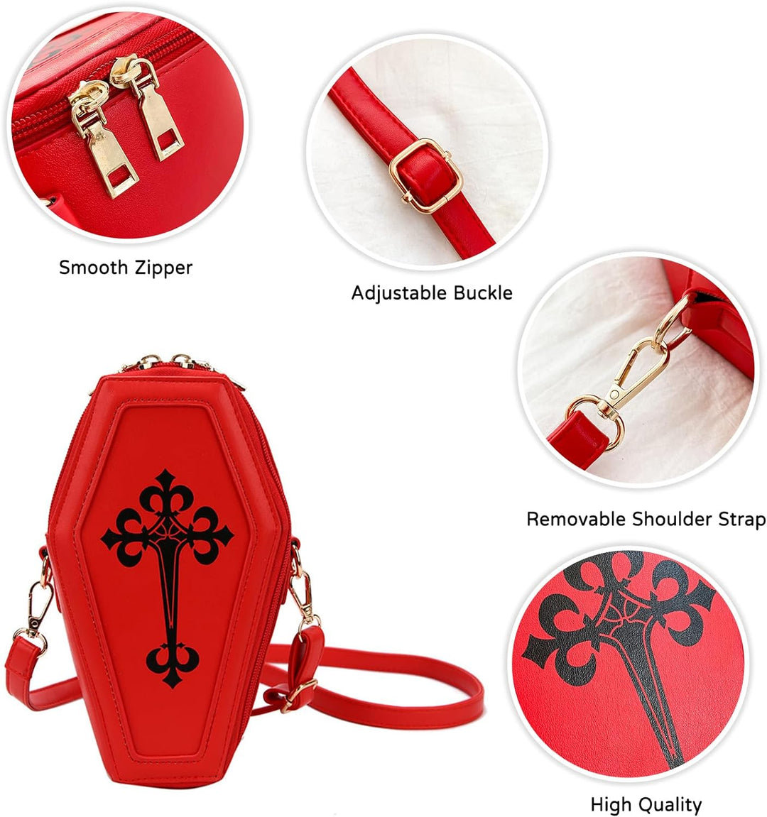 PORRASSO Gothic Sarg Umhängetasche Damen Schultertasche Crossbody Bag Messenger-Tasche für Halloween