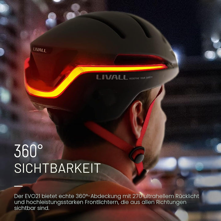 LIVALL EVO21 Smart Fahrradhelm mit Licht, Smart Helm mit Weitwinkellicht | Blinker | Bremswarnleucht