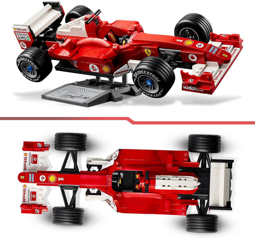 LEGO Icons Ferrari F2004 und Michael Schumacher - F1 Rennwagen Modellbau für Erwachsene - F1 Modella