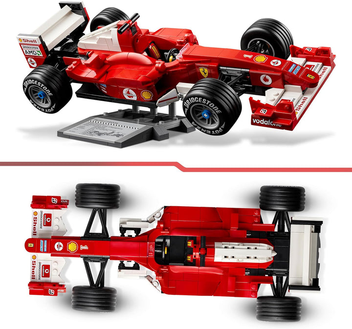 LEGO Icons Ferrari F2004 und Michael Schumacher - F1 Rennwagen Modellbau für Erwachsene - F1 Modella