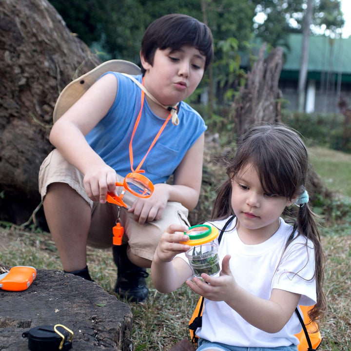 Forscherset für Kinder ab 6 & Safari Kostüm Kinder, Hut, Fernglas, Becherlupe & Mehr - Forscher Kost