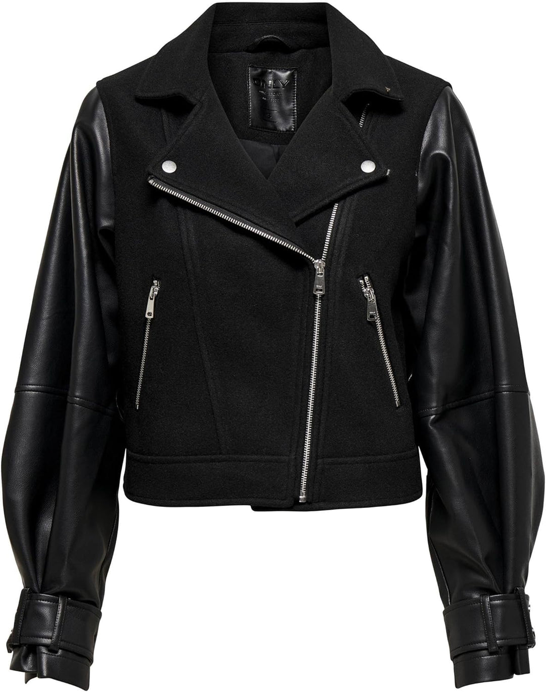 ONLY Damen Onlemma Nu Mix Biker OTW Denim Jacket XS Schwarz, XS Schwarz