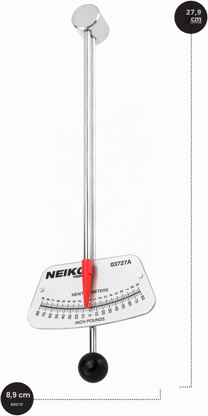 Neiko 03727A 1/4 Zoll Balken Drehmomentschlüssel, SAE und MM Fahrrad- und Automobilschlüssel, liest