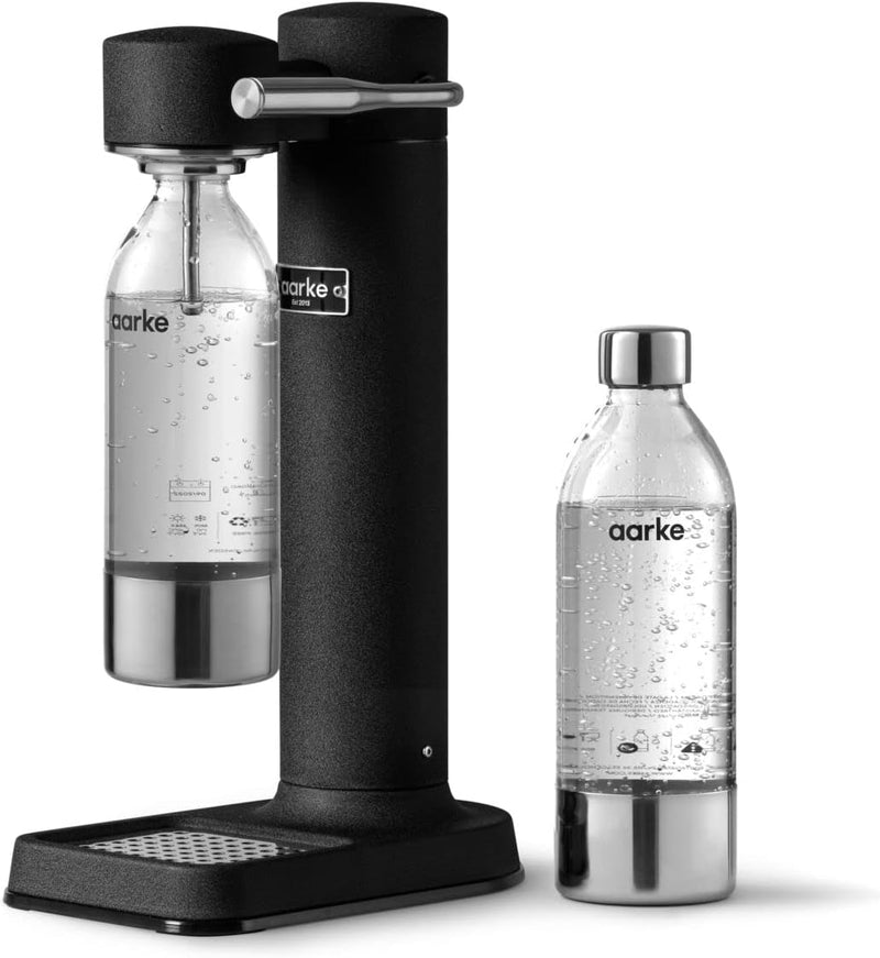 Aarke Carbonator 3, Wassersprudler aus Edelstahl mit 2 x BPA-frei Flaschen, Mattschwarz Finish