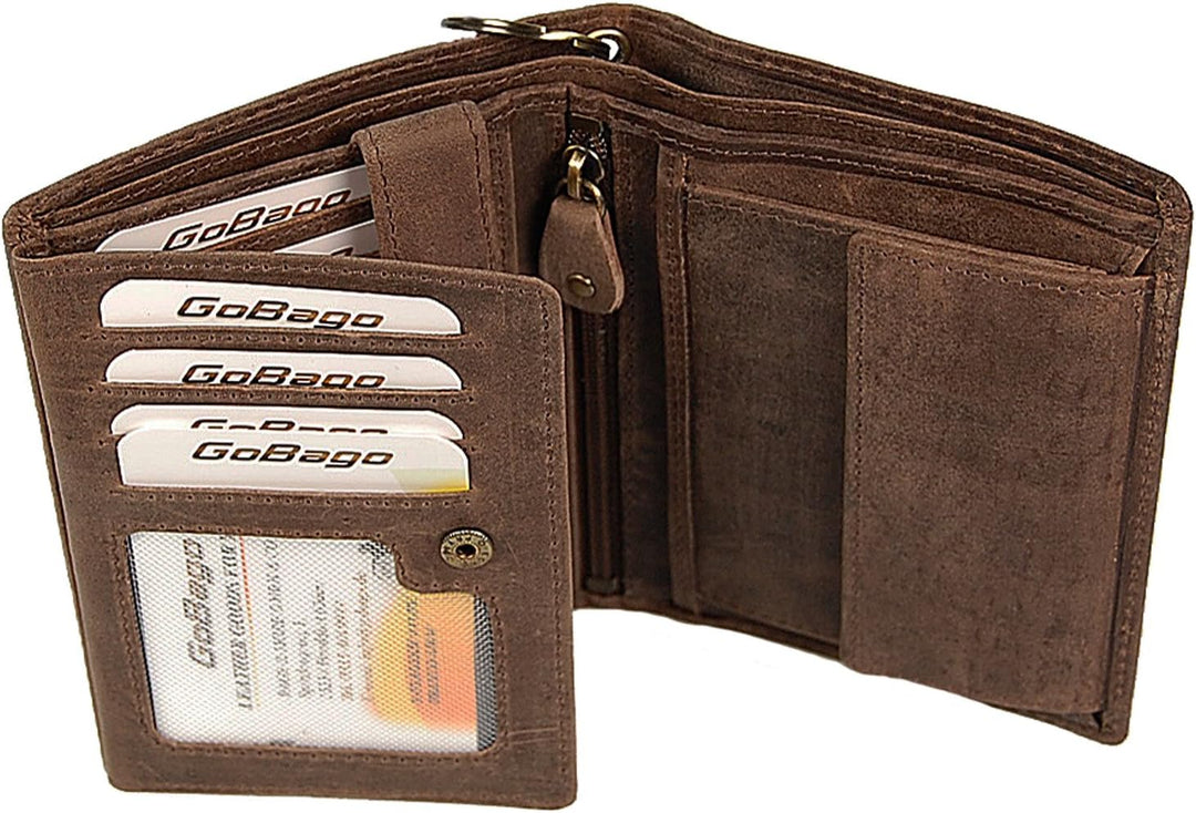 Branco Biker Geldbeutel mit Kette Geldbörse Portemonnaie aus robusten Leder Kettenbörse im Vintage L