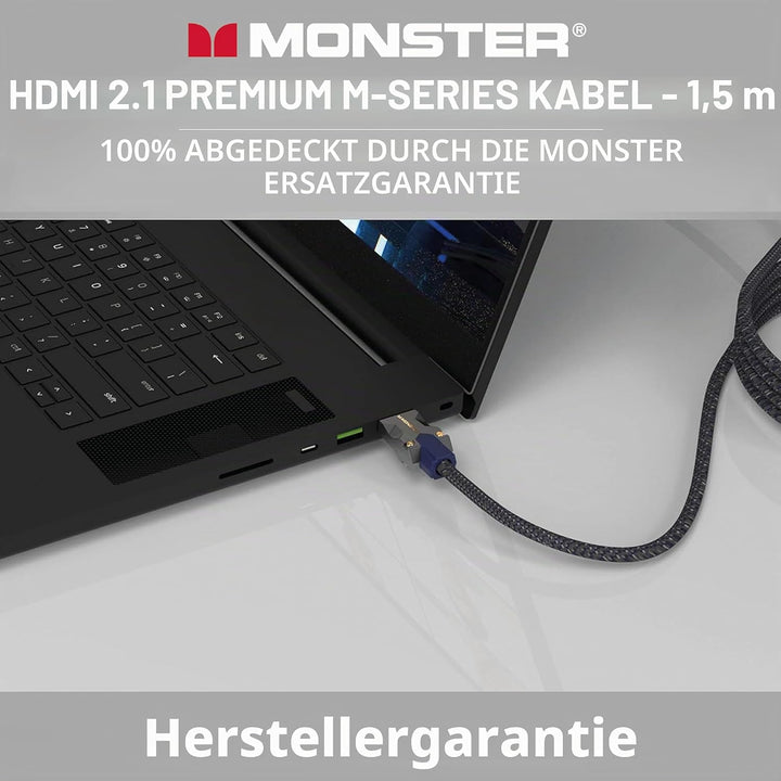 Monster M3000 HDMI Kabel 1,5m, HDMI 2.1 Kabel, HDMI-Kabel 8K, Ultra High Speed HDMI Kabel 48Gbps, 8K