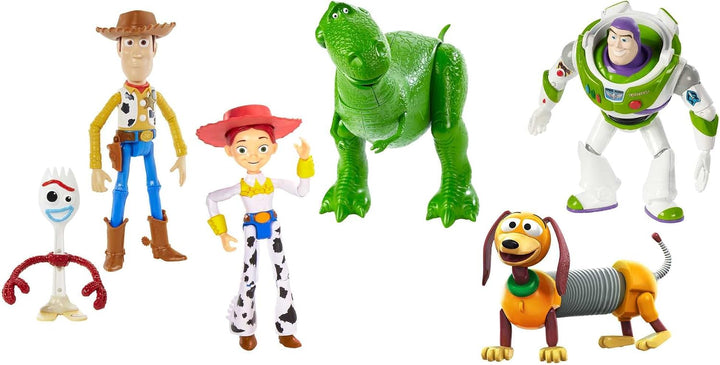 Mattel Disney und Pixar Toy Story 4 Spielset mit Figuren, Ausflugsabenteuer, 6er-Pack mit Woody, Buz
