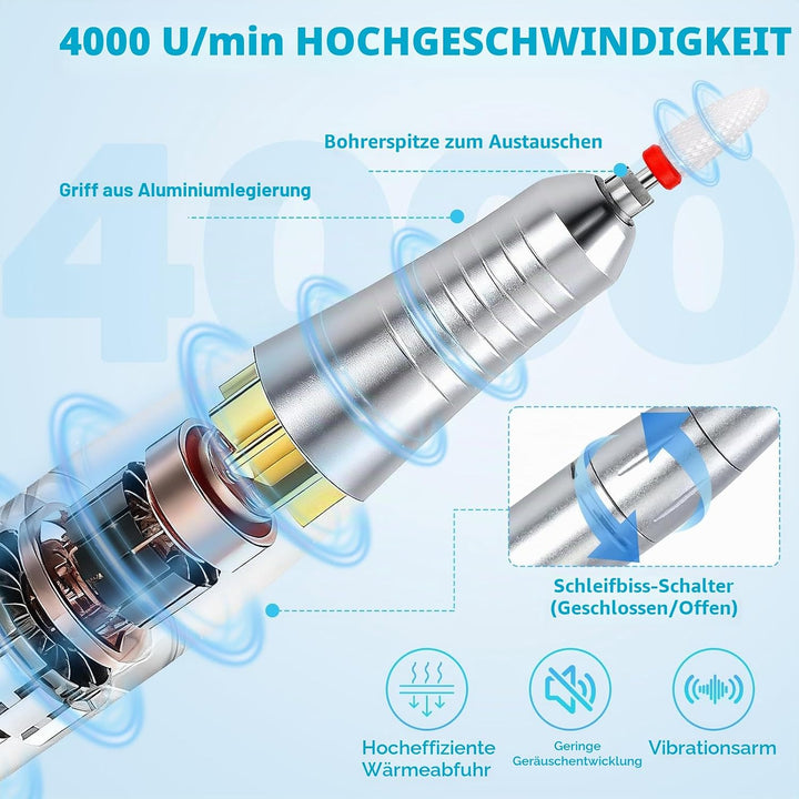 Elektrische Nagelfeile, Professionell Elektrische Nagelfräser mit LCD-Display, 45000 U/Min Tragbare