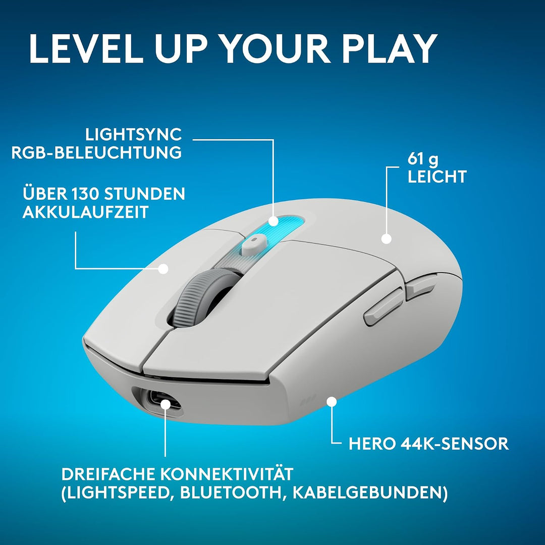 Logitech G G305 X SUPERLIGHT kabellose Gaming-Maus | Für PC/Mac, 61 g leichte Gaming-Maus, HERO 44K-