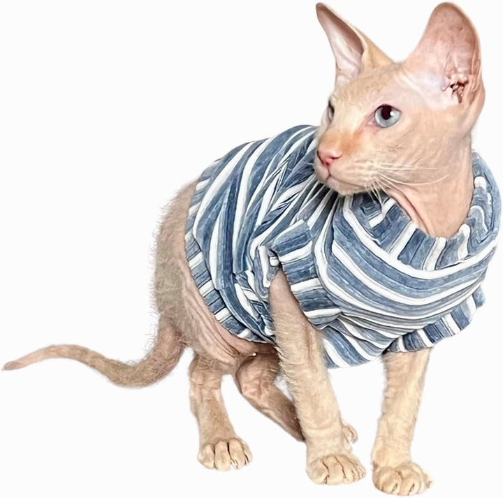 Kotomoda Katzen Kleidung T-Shirt Kord staubblau fur Sphynx Katzen (S), S