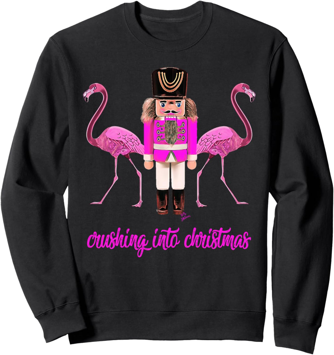 Flamingo Oberteil Frauen crushing into christmas Nussknacker Sweatshirt