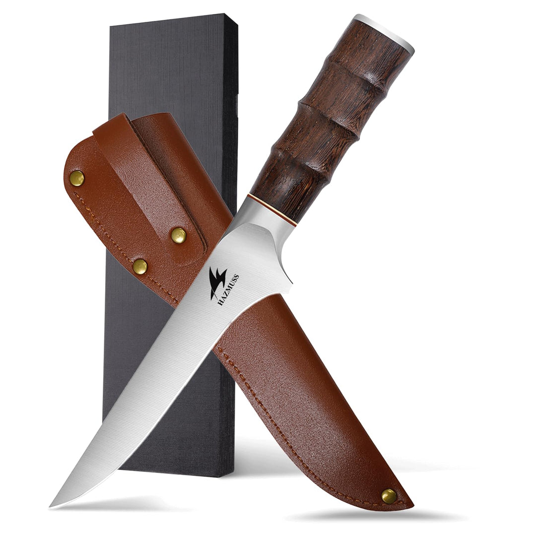 Ausbeinmesser mit Scheide, 14,5 cm, scharfes, flexibles japanisches Filetiermesser aus kohlenstoffre