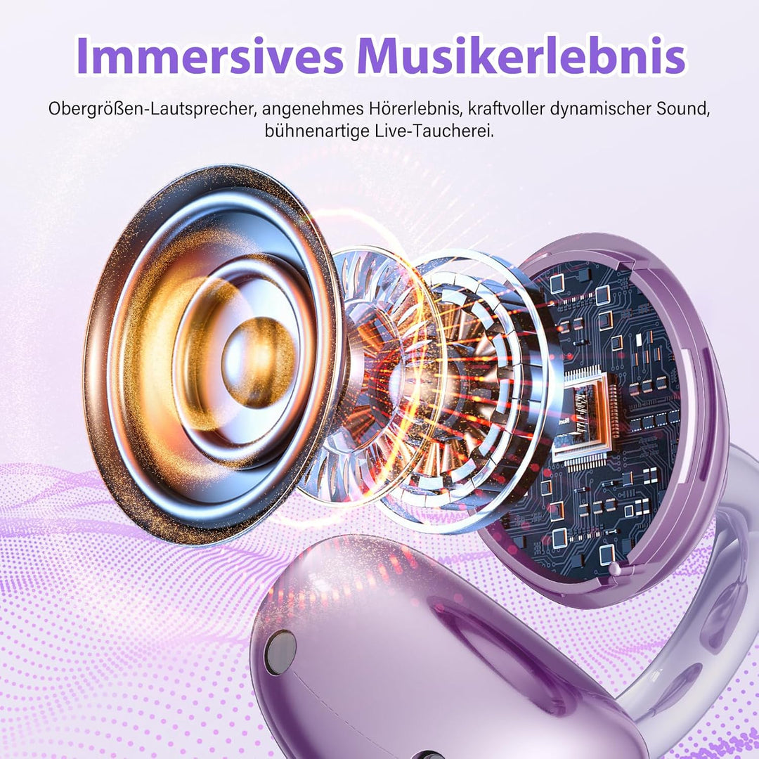 Open-Ear Bluetooth Kopfhörer 6.1, Clip-On Kopfhörer mit ergonomischem Clip-Design – 6-9 Std Spielzei