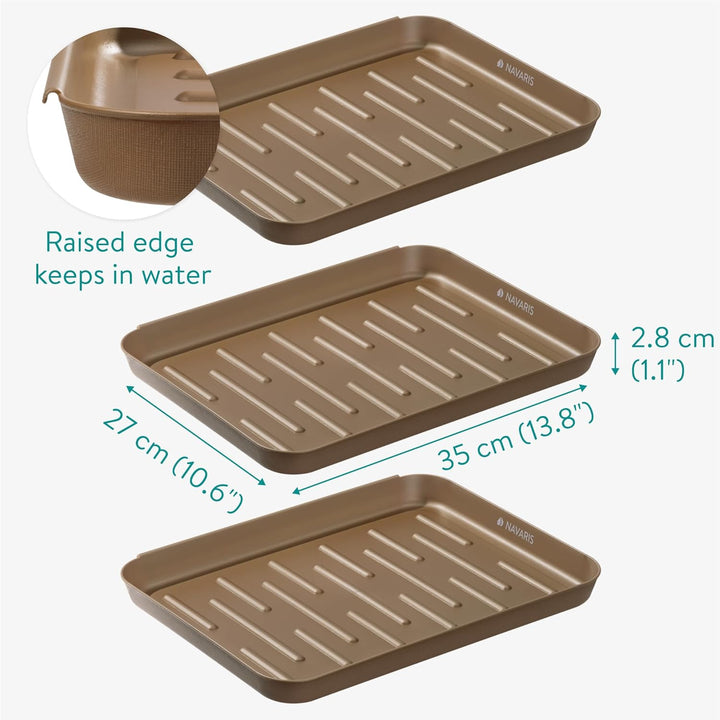 Navaris 3X Schuhabtropfschale Schuhmatte Ablage klein - Schuhablage 35x27x2,5cm mit erhöhtem Rand -