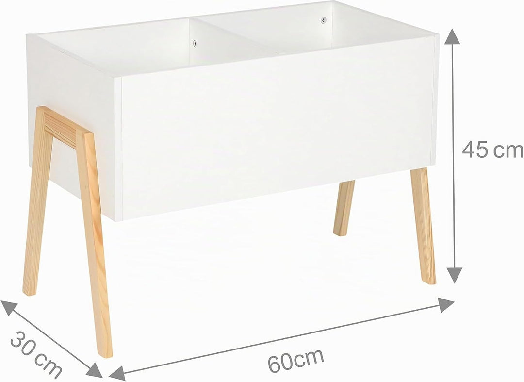 Relaxdays Kindertruhe, skandinavisch, HxBxT: 45x60x30 cm, MDF, für Bücher &amp; Spielzeug, offene Spielz