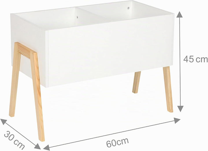 Relaxdays Kindertruhe, skandinavisch, HxBxT: 45x60x30 cm, MDF, für Bücher &amp; Spielzeug, offene Spielz