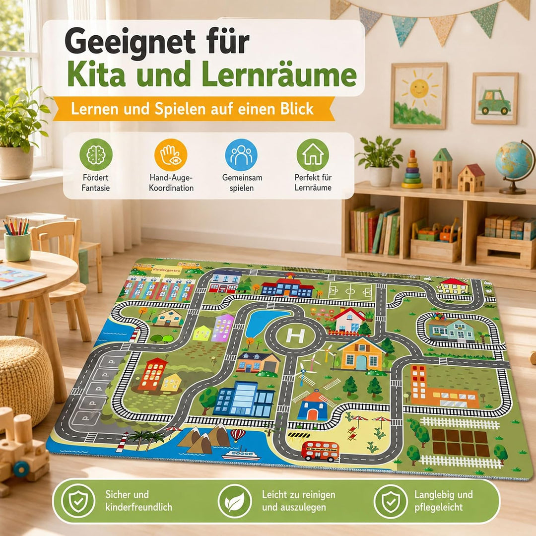 ZFHNYJWKL Kinder spielteppich Auto Jungen &amp; Mädchen Teppich Strassenteppich Bauteppich Stadtstadt Le