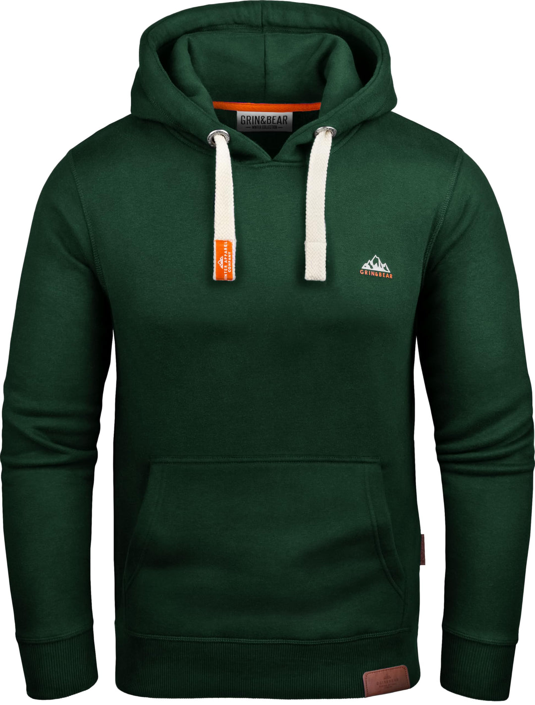 Grin&Bear Hoodie Herren Sweatshirt Pullover GEC023 S Dark Green, S Dark Green