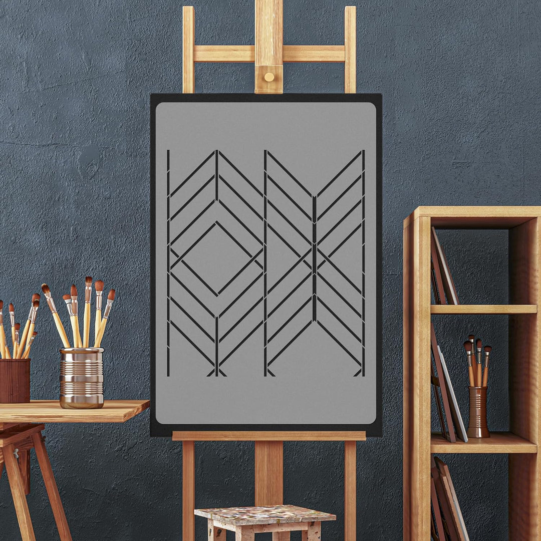 NAKLEO Wiederverwendbare Kunststoff-Schablonen - 59x95cm - Vertikale Linien Quadrat Geometrisch - Gr