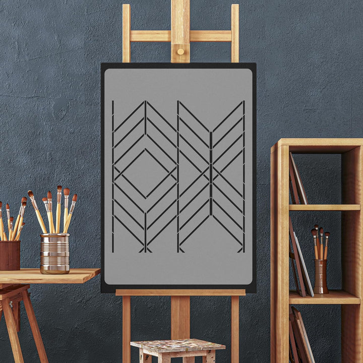 NAKLEO Wiederverwendbare Kunststoff-Schablonen - 59x95cm - Vertikale Linien Quadrat Geometrisch - Gr