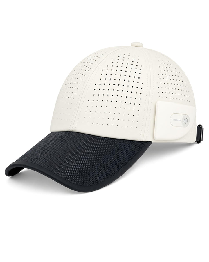 Smart Solar-Baseballkappe mit Open-Ear Bluetooth 5.4 Kopfhörern Cremeweiss-Full, Cremeweiss-Full