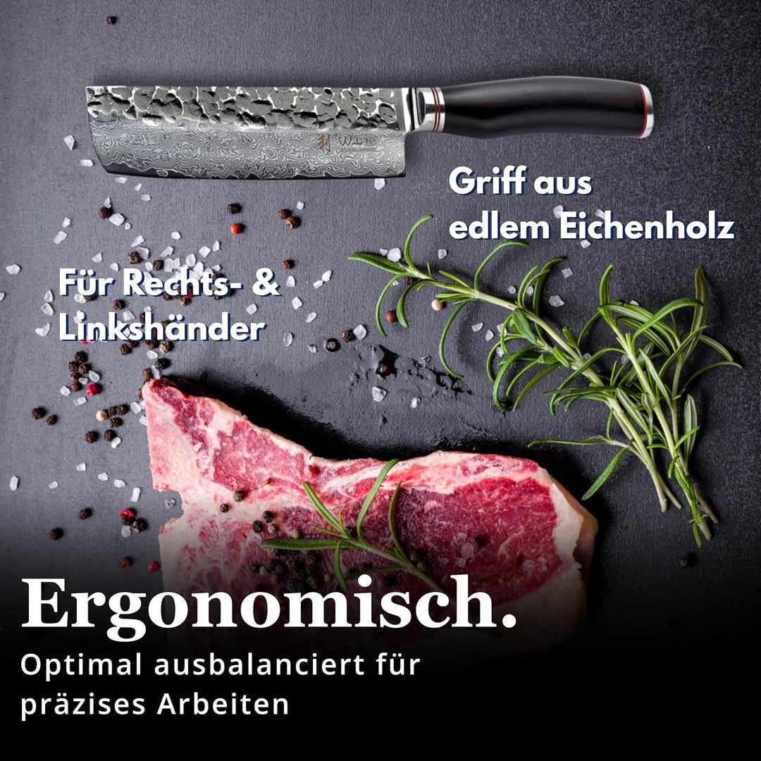 Wakoli Ebo Damastmesser Nakirimesser extrem scharfe 16,5 cm Klinge aus 67 Lagen I Damast Küchenmesse