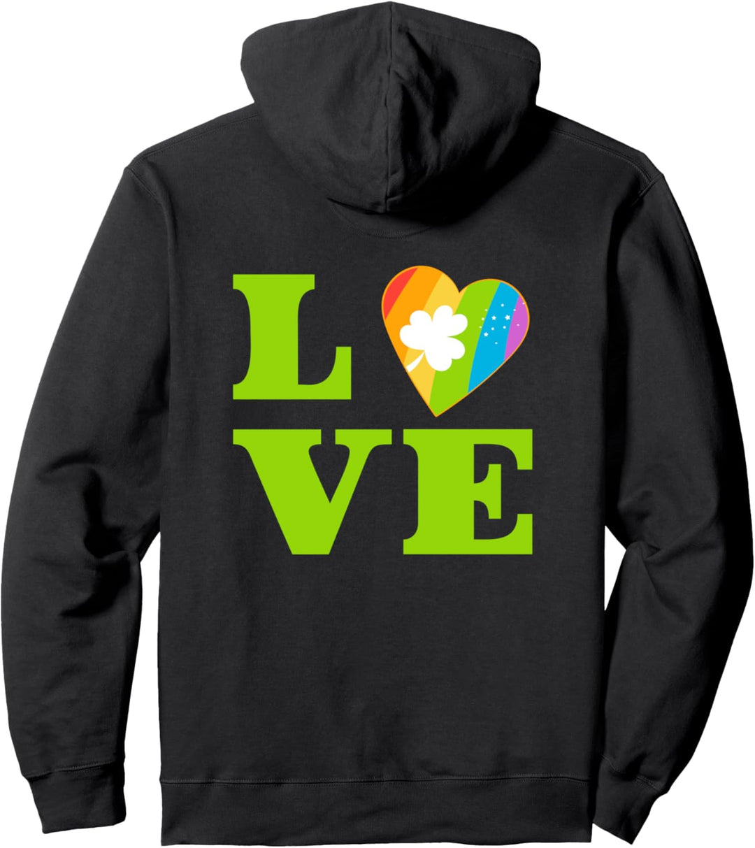 Liebe mit Kleeblatt und Rainbow Cute St Patricks Day Pullover Hoodie