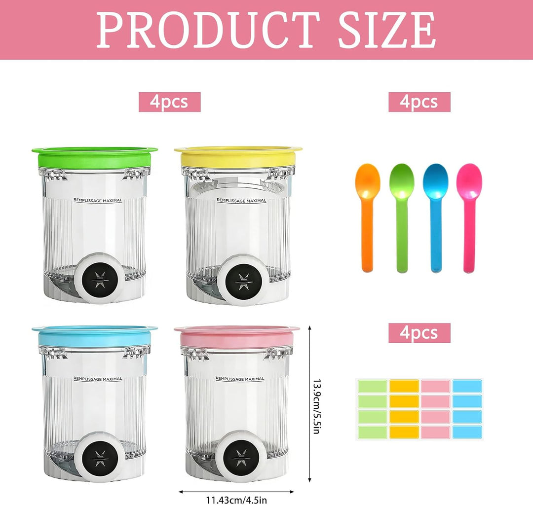 DAZZTIME Behälter für Ninja Creami Deluxe Pints,4 Stück Ersatz für Ninja Creami Deluxe Pints und Dec