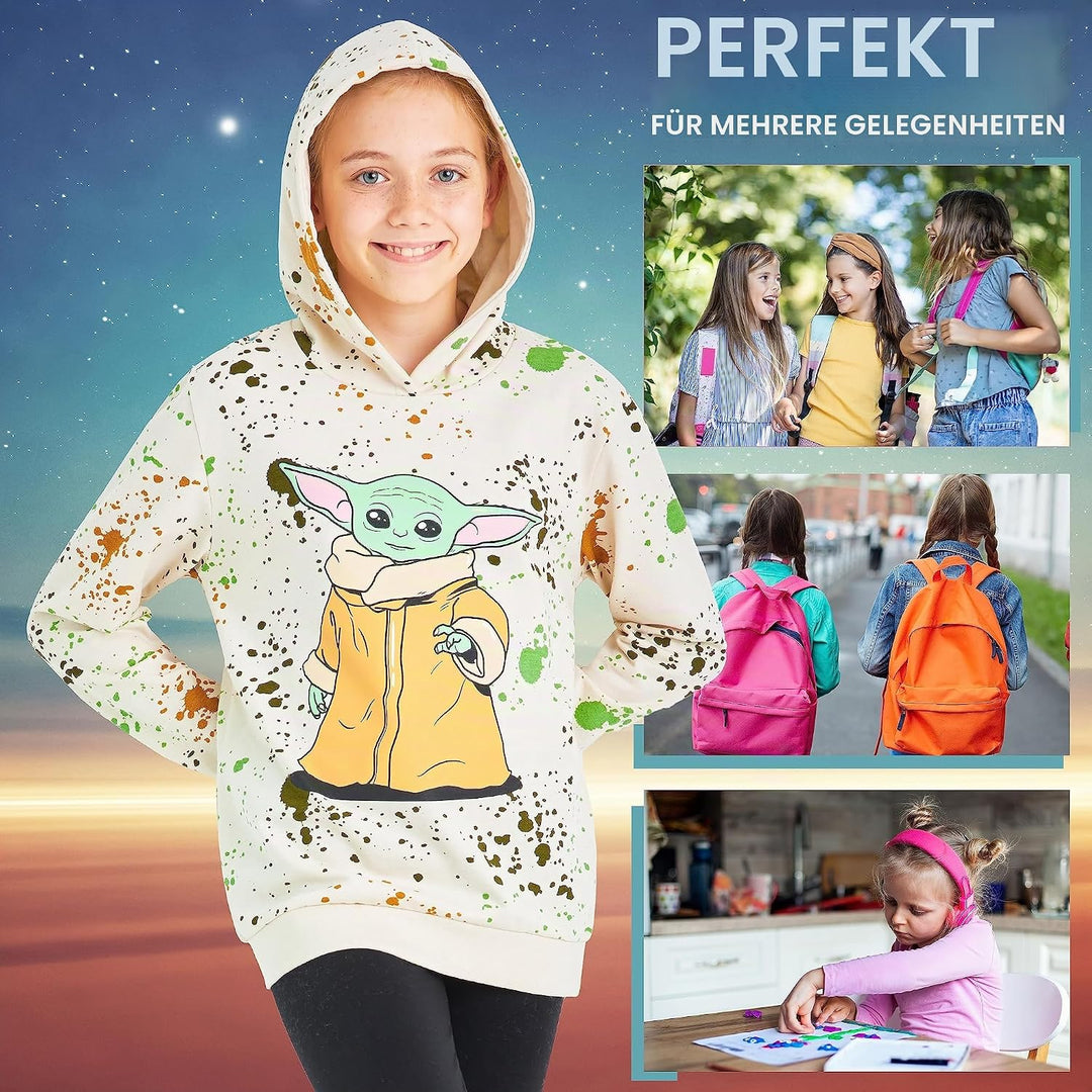 Disney Hoodie für Mädchen, Coole Pullover für Kinder und Jugendliche - Mädchen Geschenke Creme Baby