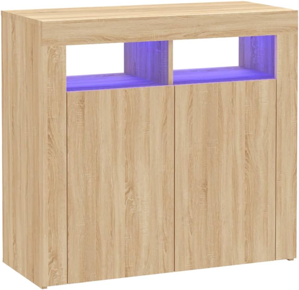 SKM Sideboard mit LED-Leuchten Sonoma-Eiche 80x35x75 cm, Weight: 28.65 kg, 804331