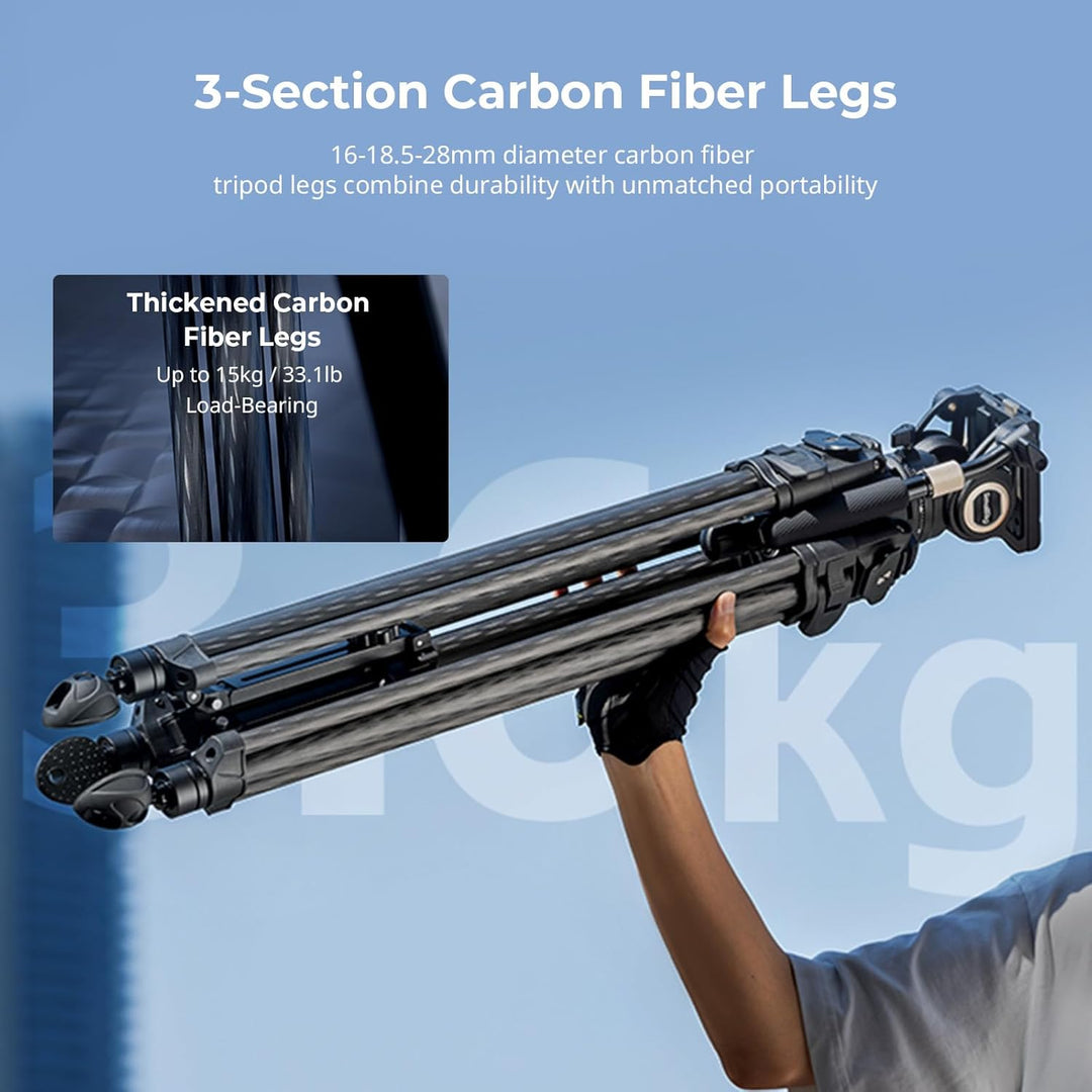 SMALLRIG AD-50Max Hochleistungs-Videostativ, 68,5 Zoll leichtes Stativ aus Kohlefaser mit FreeSpeed-