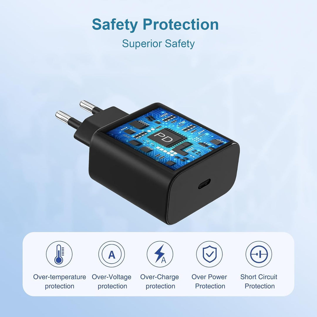 45W USB C Ladegerät Schnellladegerät, Super Fast Charger Netzteil mit 2 m 5A Ladekabel Schnellladeka