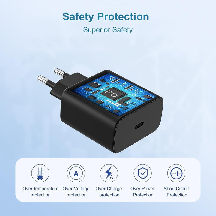 45W USB C Ladegerät Schnellladegerät, Super Fast Charger Netzteil mit 2 m 5A Ladekabel Schnellladeka