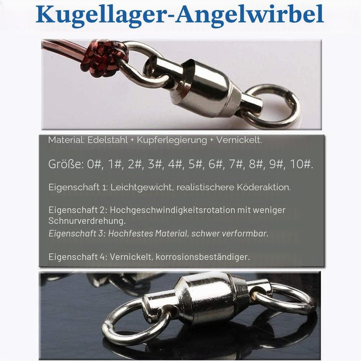 Ball Bearing Wirbel Geschweisst Ringe, Wallerwirbel Meereswirbel Salzwasserfest Spaltring Angelausrü