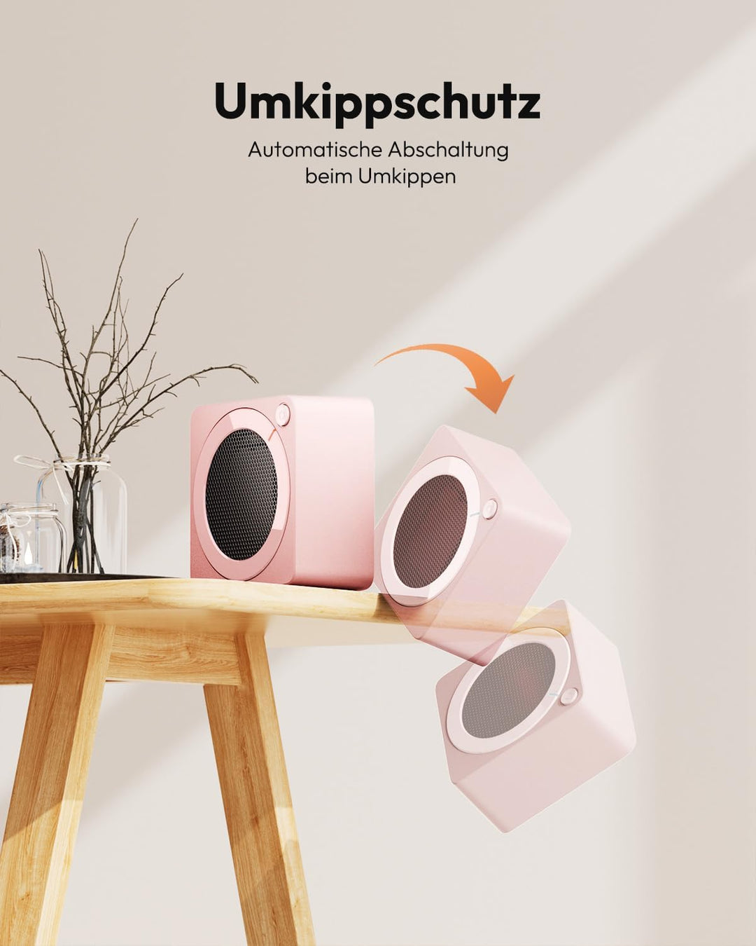 Gaiatop Mini Heizlüfter Energiesparend 500W, Heizlüfter Klein mit 2s PTC-Keramikheizung, mit Überhit